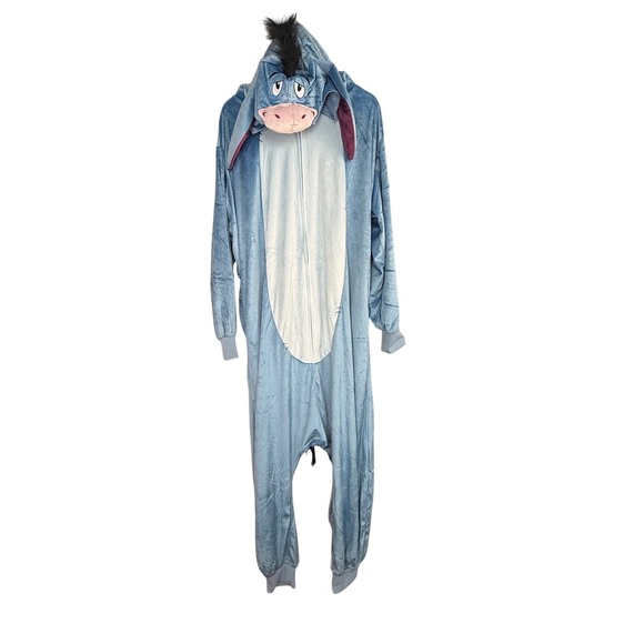 Disney Other - Disney Winnie the Pooh Eeyore Jumpsuit Costume Pajamas Blue L/XL